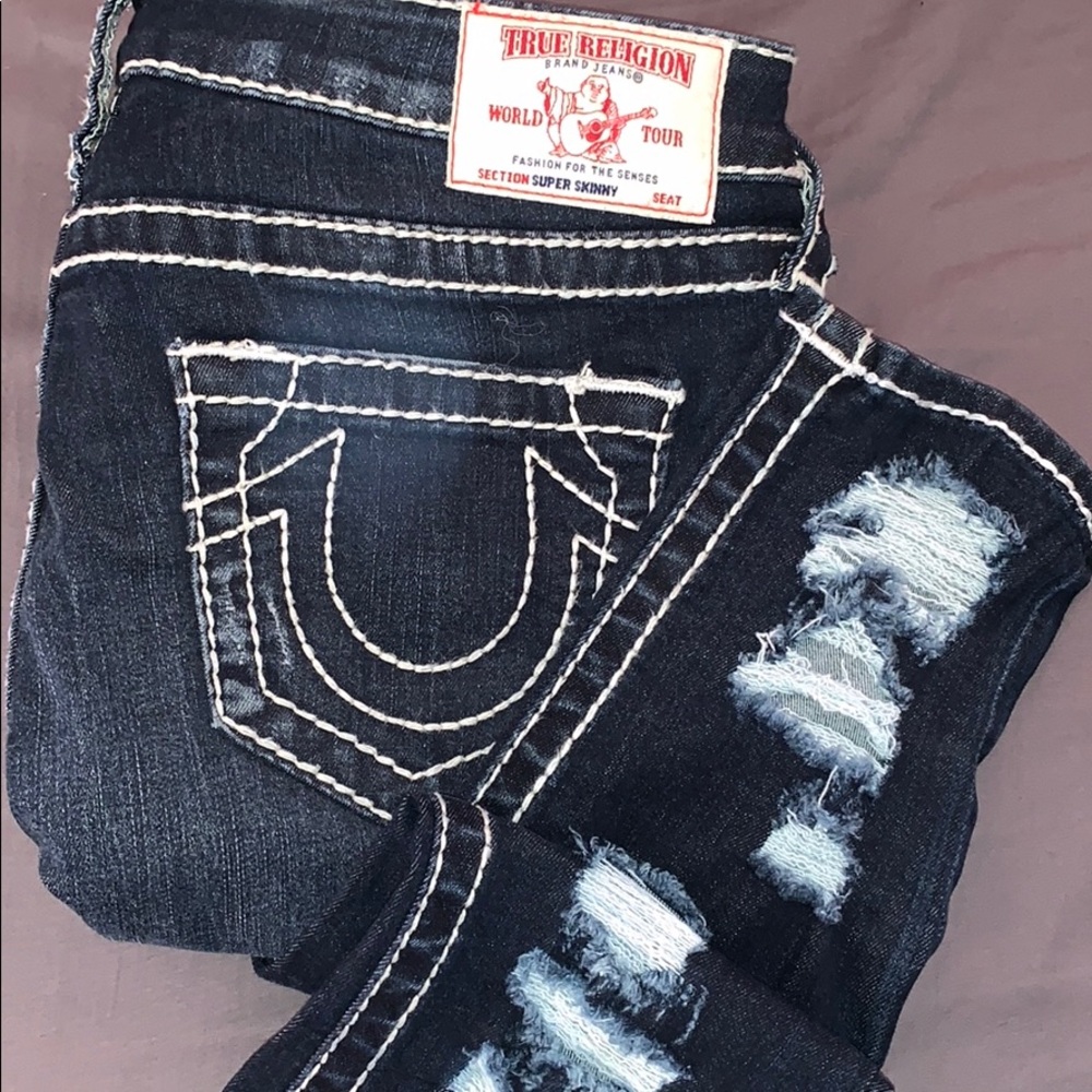 True Religion Super T Skinny With Rips
